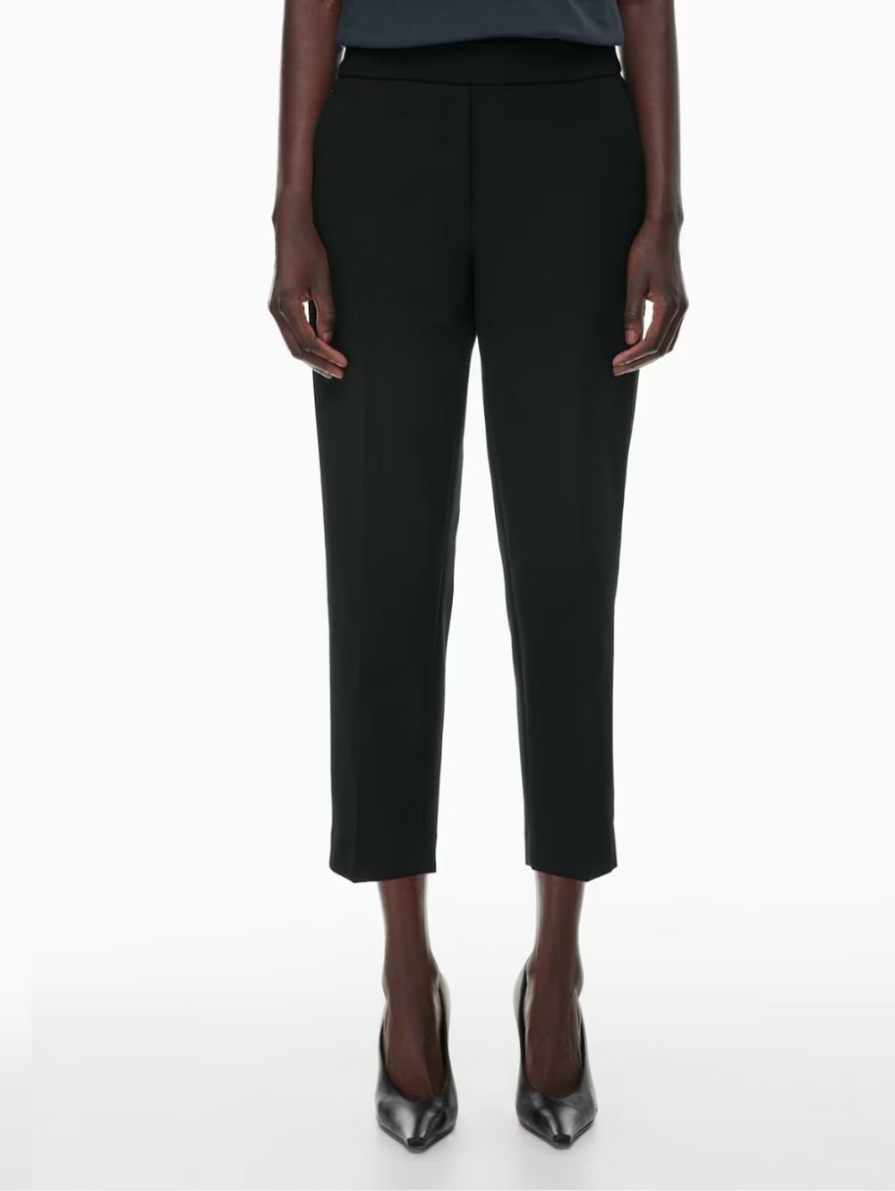 Babaton Black Elastic-Waist Pull-On Pants